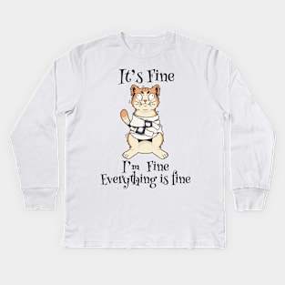 Paws-itively Perfect: Embracing Feline Funnies in a Fine and Fabulous Design Kids Long Sleeve T-Shirt